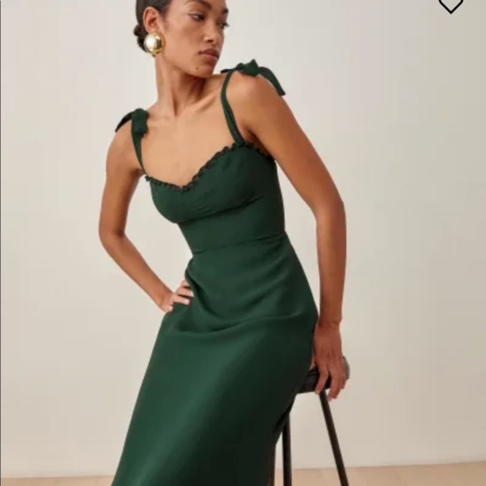 Reformation Petites Jasen Dress in Forest *NEW*